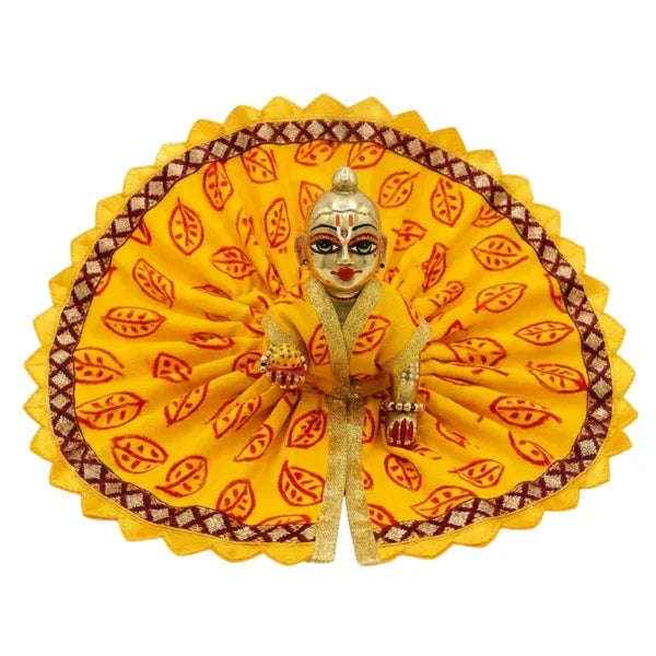 Leaf Printed Yellow Summer Poshak for Bal Gopal - Lordkart