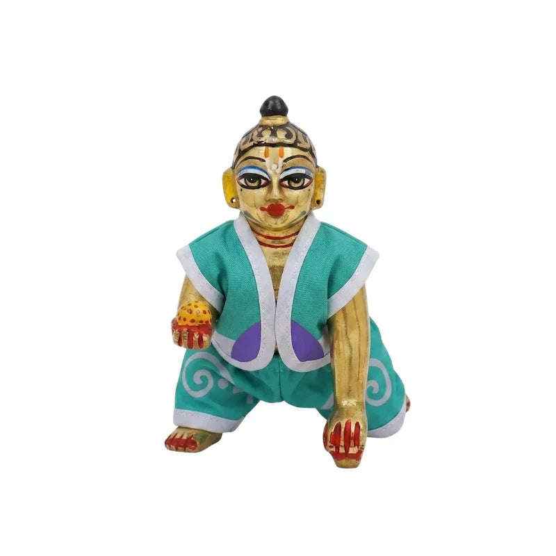 Light Green Cotton Summer Night Dress for Kanha Ji - Lordkart