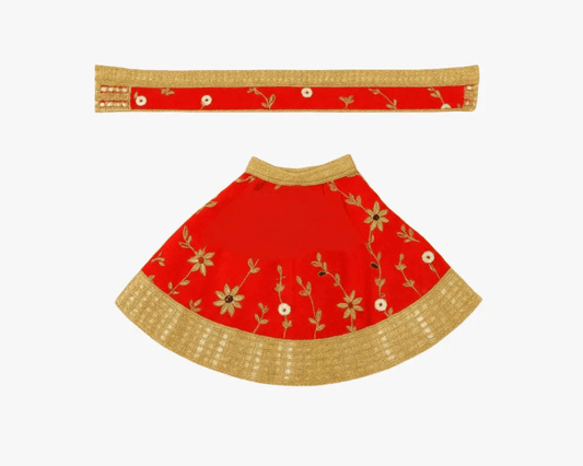 Maa Durga Orange Color Lehenga Chunri with Patka - Lordkart