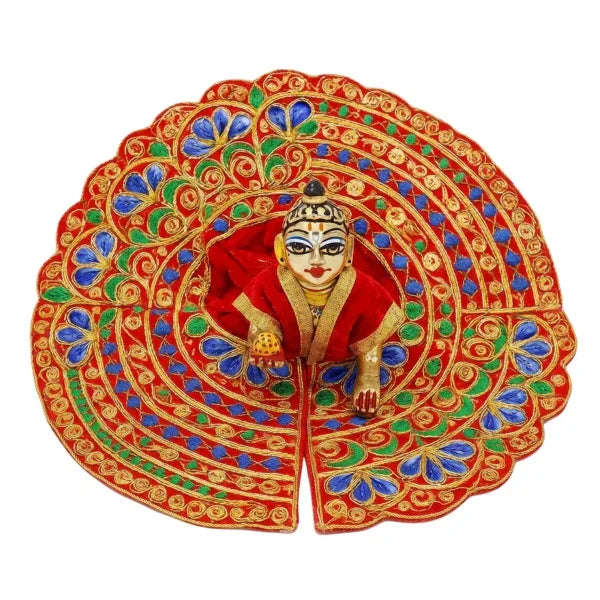 Meenakari Work Red Laddu Gopal Fancy Dress - Lordkart