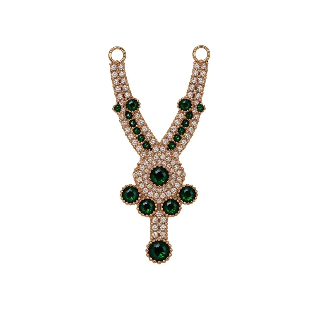 1.5 Inch Green Stone Designer Necklace for Laddu Gopal - Golden