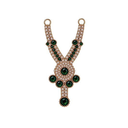 1.5 Inch Green Stone Designer Necklace for Laddu Gopal - Golden