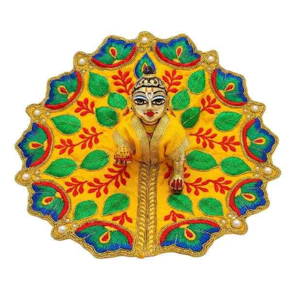 Peacock Embroidered Yellow Dress for Laddu Gopal