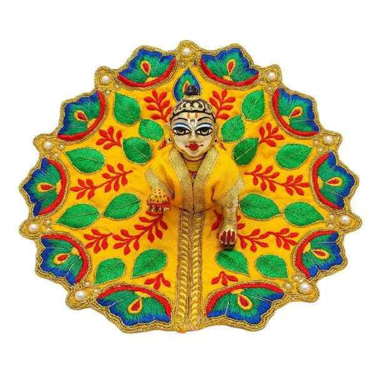 Peacock Embroidered Yellow Dress for Laddu Gopal - Lordkart