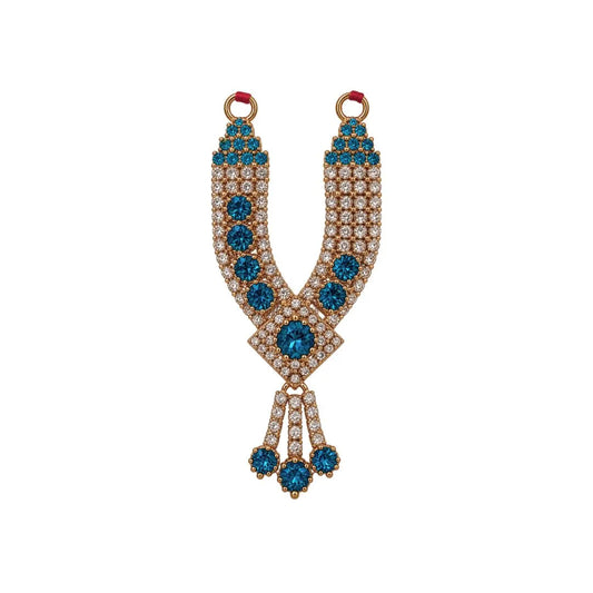 2 Inch Blue Stone Diamond Design Necklace for Laddu Gopal