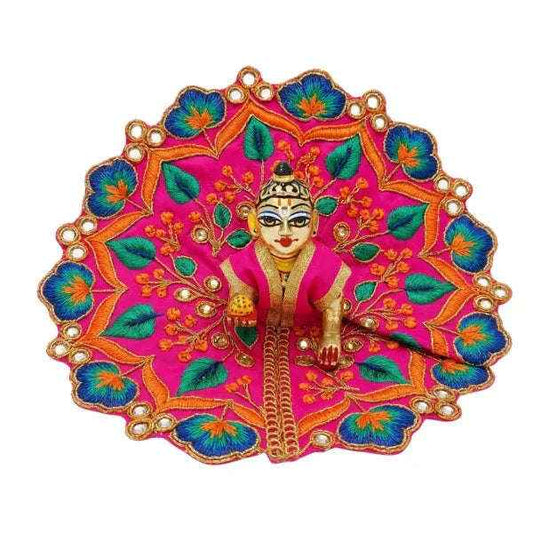 Pink & Multicolor Dress with Golden Detailing for Kanha ji - Lordkart