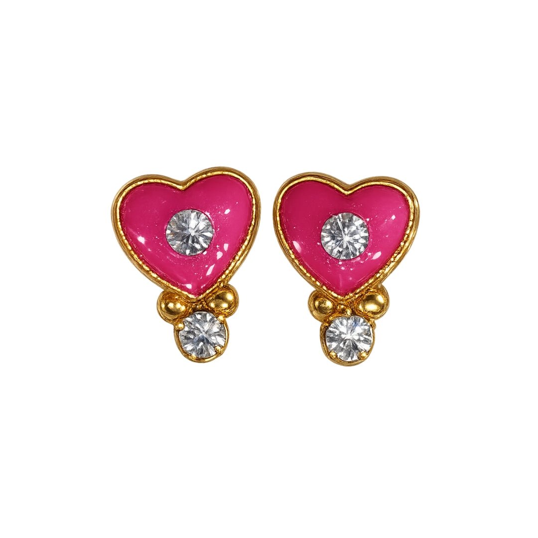Premium Designer Pink Jarkan Stone Laddu Gopal Earring (Size 0-6) - Lordkart