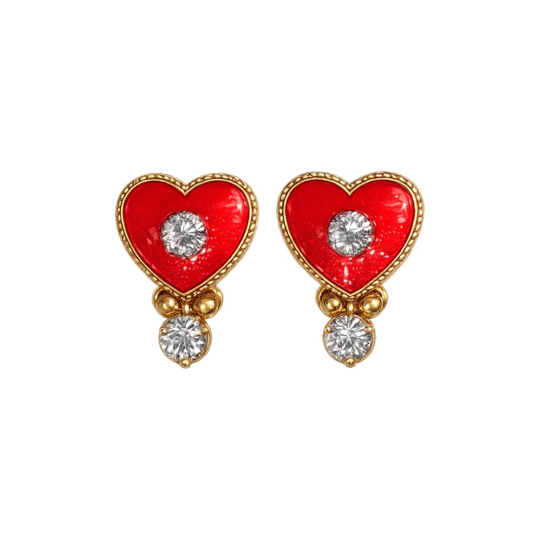 Premium Designer Red Jarkan Stone Laddu Gopal Earring (Size 0-6) - Lordkart