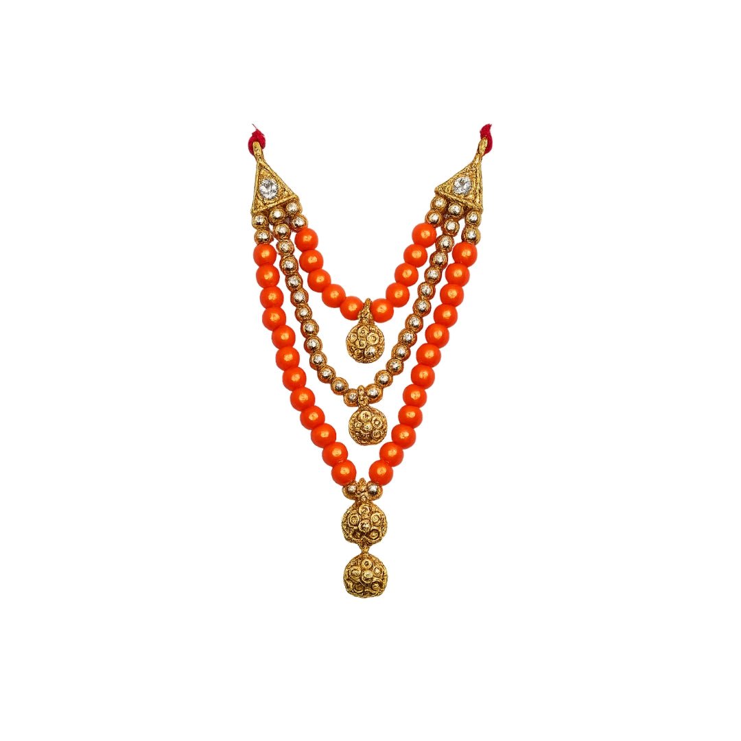 Premium Laddu Gopal Mala with Orange Beads and Golden Locket ( Size 0 to 6 ) - Lordkart