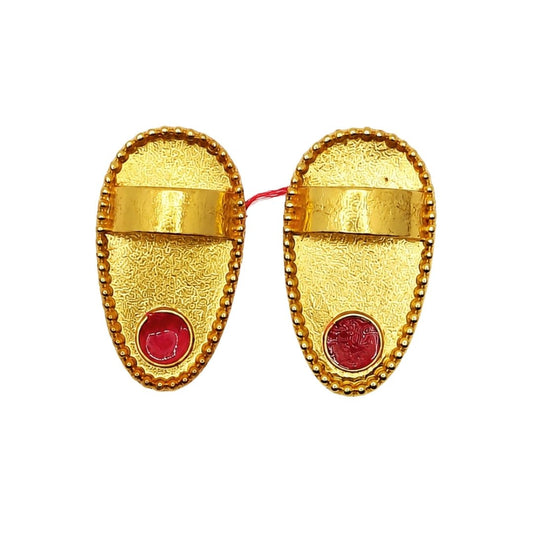 Premium Metal Charan Paduka Slippers Size 3 for Laddu Gopal Shringar - Lordkart
