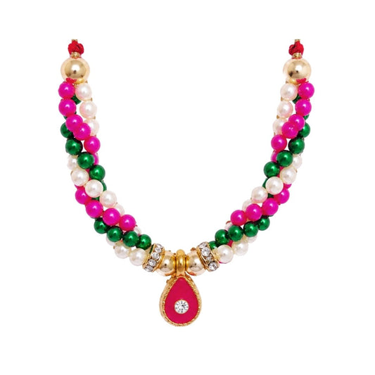 Premium Multicolor Beads with Jarkan Coated Bal Gopal Mala for Shringar - Lordkart