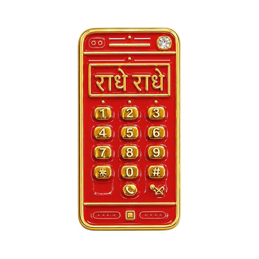 Premium Radhe Radhe Orange Metal Mobile Toy for Laddu Gopal - Lordkart