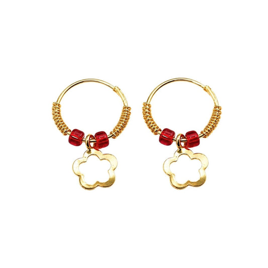 Premium Red Beads Designer Golden Earrings for Bal Gopal Size 0-6 - Lordkart