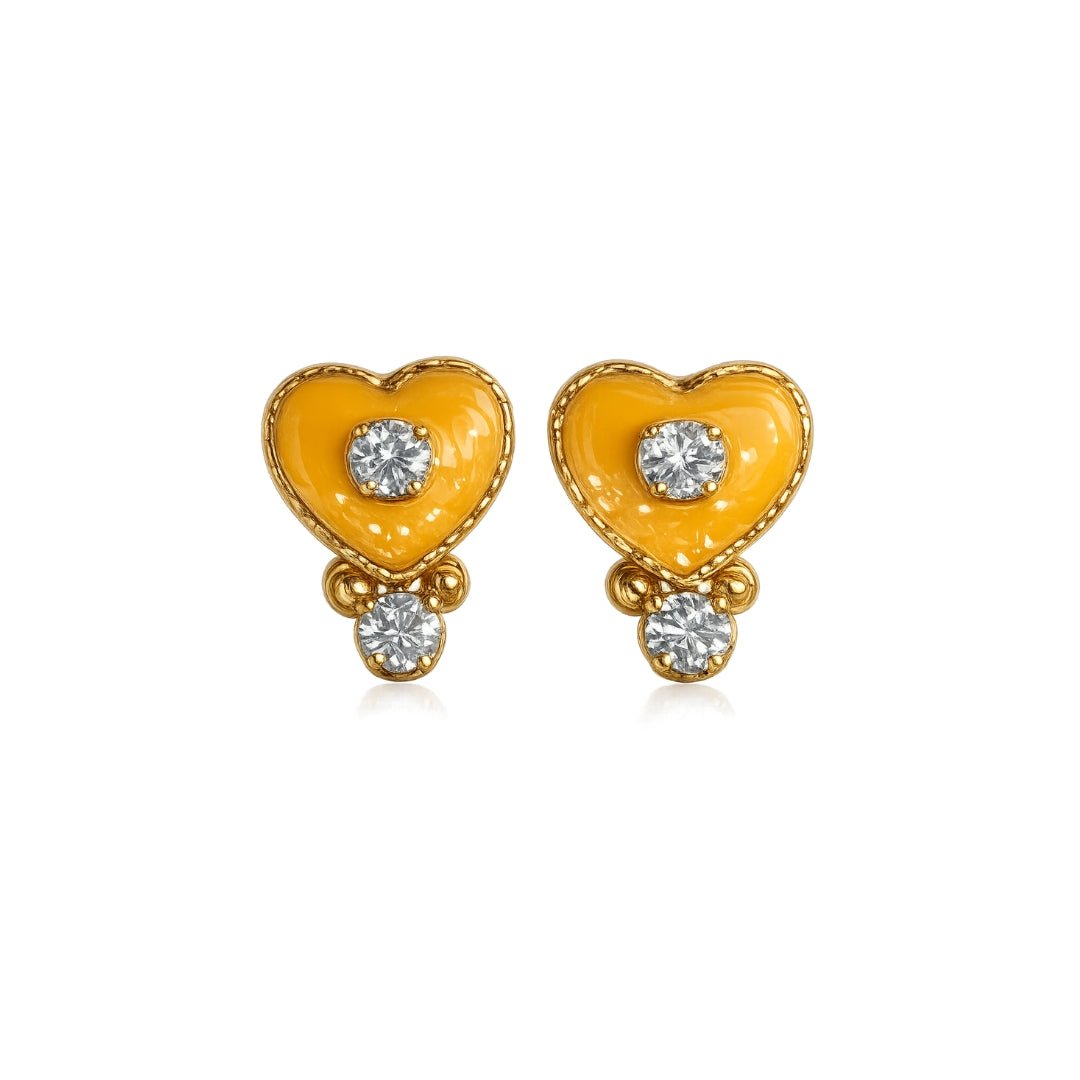 Premium Yellow Jarkan Stone Laddu Gopal Earrings (Size 0-6) - Lordkart