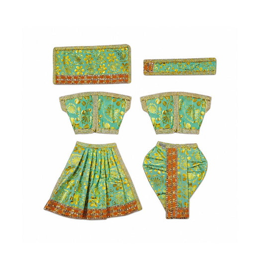 Fancy Sea Green Dress for Radha Krishna with Lace Work (3 to 5 No RK Idol)