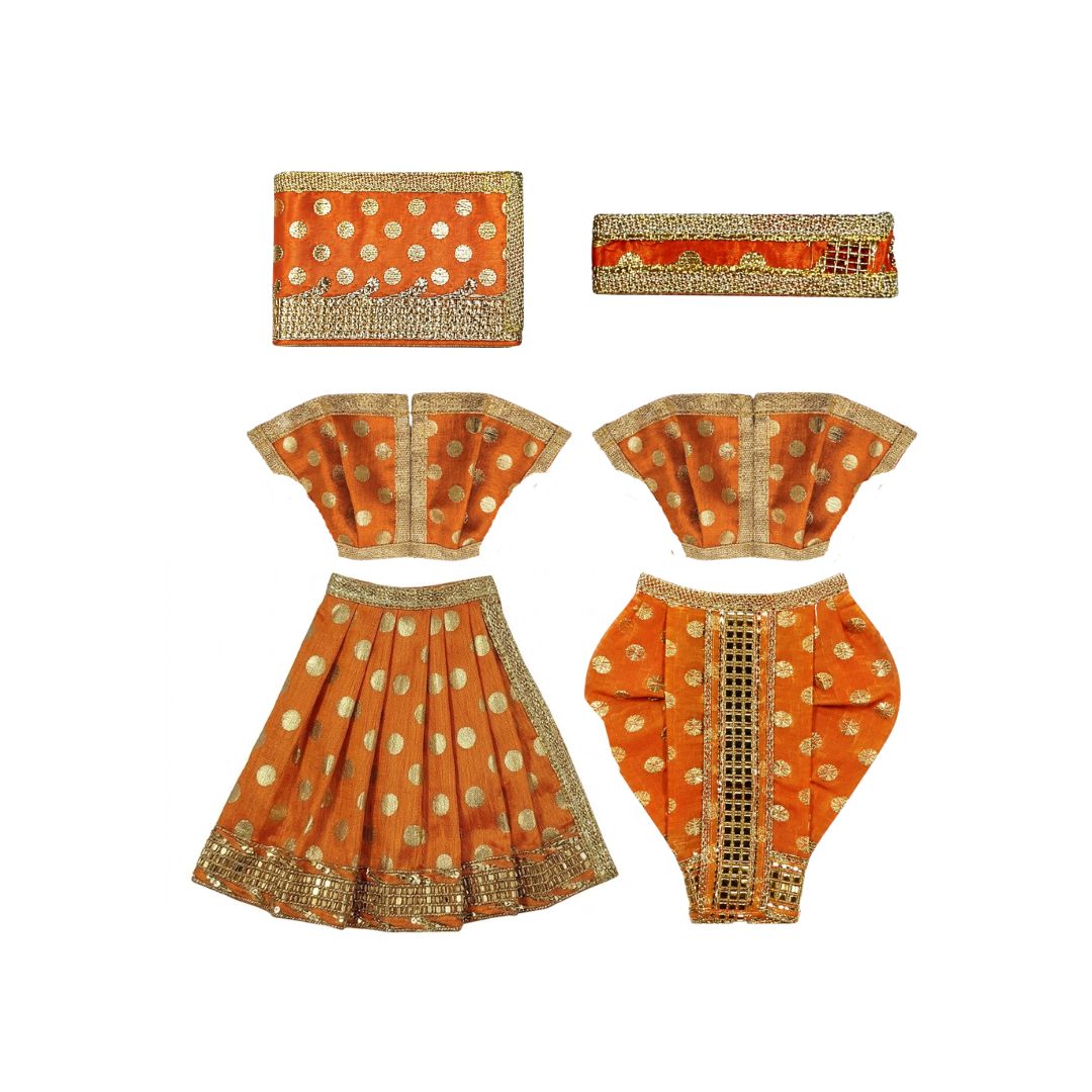Premium Orange Dress for Radha Krishna with Lace Work ( 0 to 1 No RK Idol )