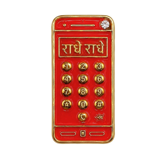 Red Color Metal Mobile Phone Toy for Laddu Gopal Thakur Ji Shringar - Lordkart