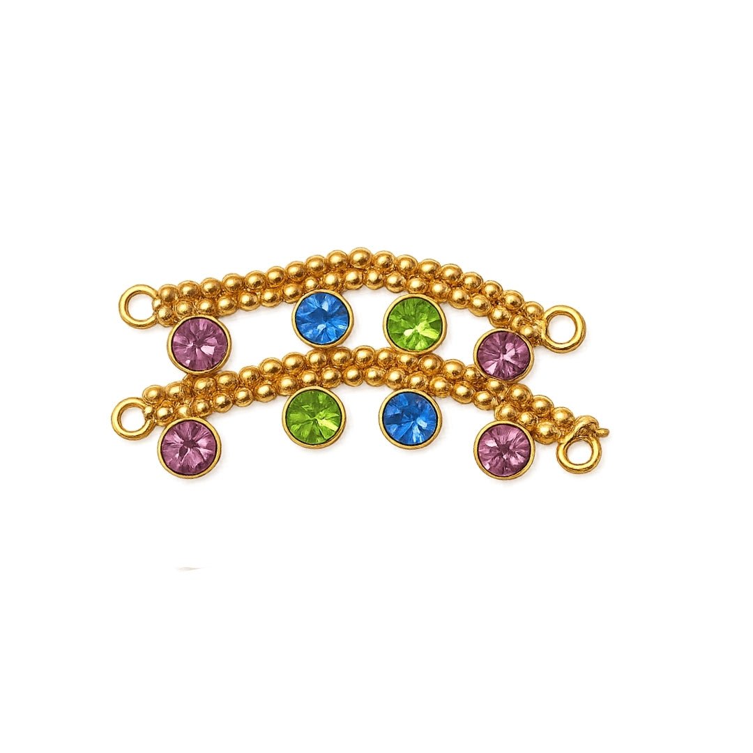 Royal Multicolor Stone Bal Gopal Payal Pair with Golden Beads for Laddu Gopal Shringar - Lordkart