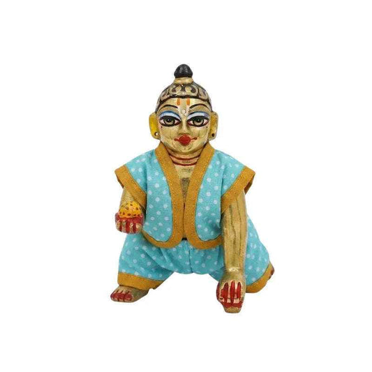 Sky Blue Cotton Summer Night Suit for Laddu Gopal - Lordkart