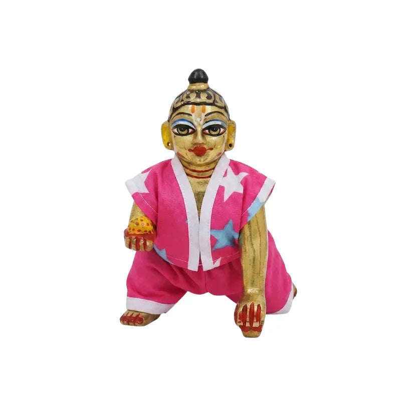Star Printed Pink Cotton Night Suit for Laddu Gopal - Lordkart