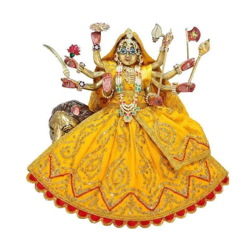 Yellow Lehenga Chunri with Patka for Maa Durga - Lordkart